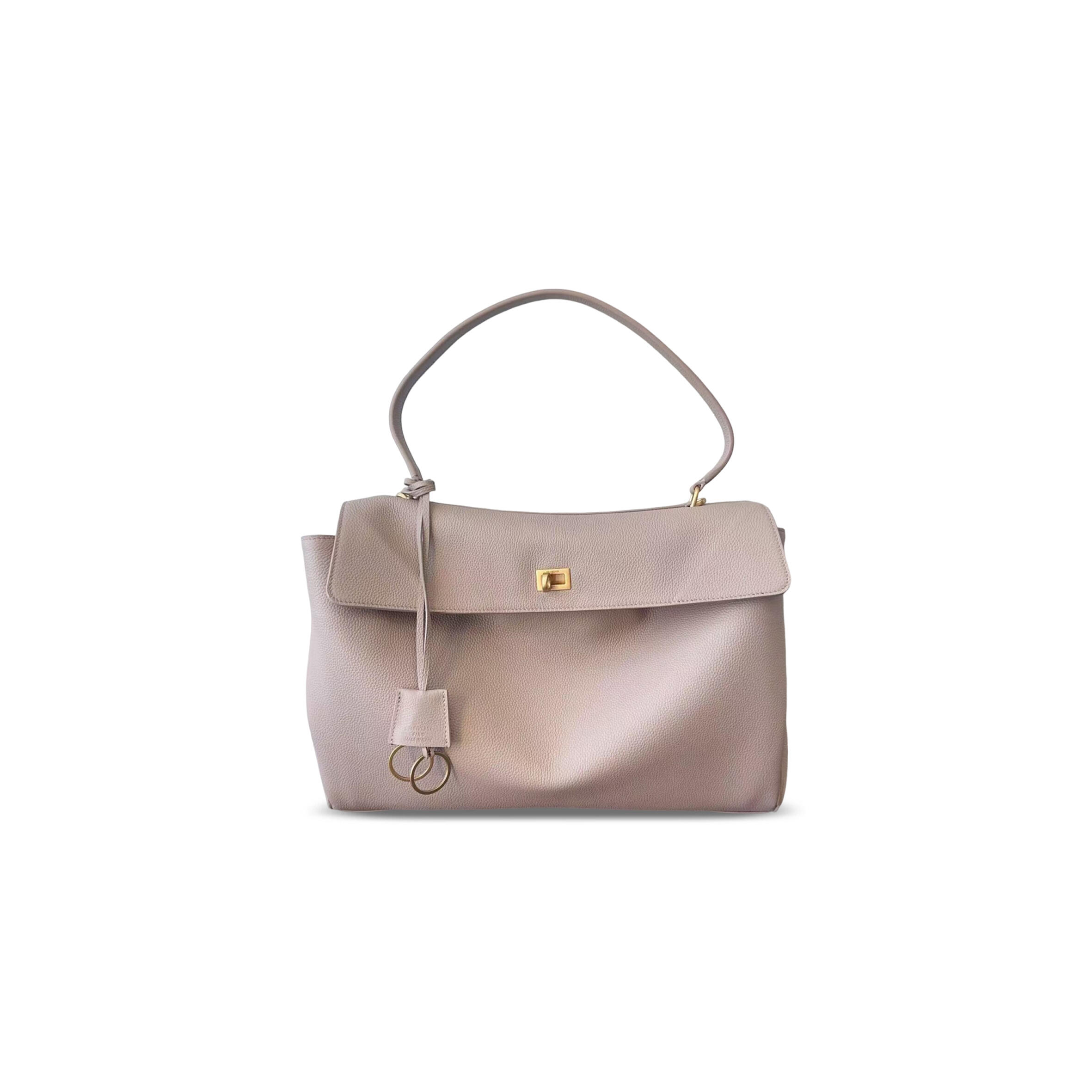 BALENCIAGA WOMEN'S RODEO HANDBAG LARGE GRAINED CALFSKIN IN SESAME 789744 (40*30*13cm)